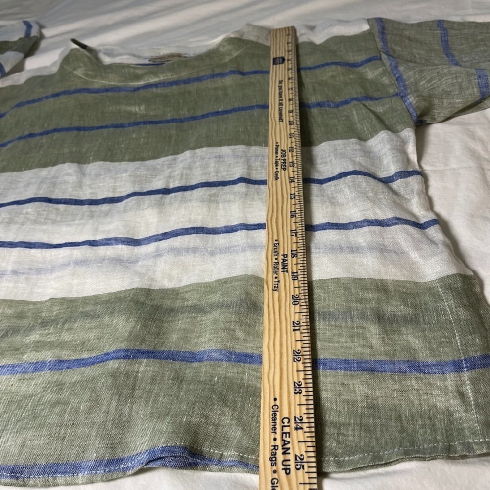 Sartoria Saracena Italian Linen Lagenlook Stripe Tunic Top Blue Green M - Picture 4 of 8